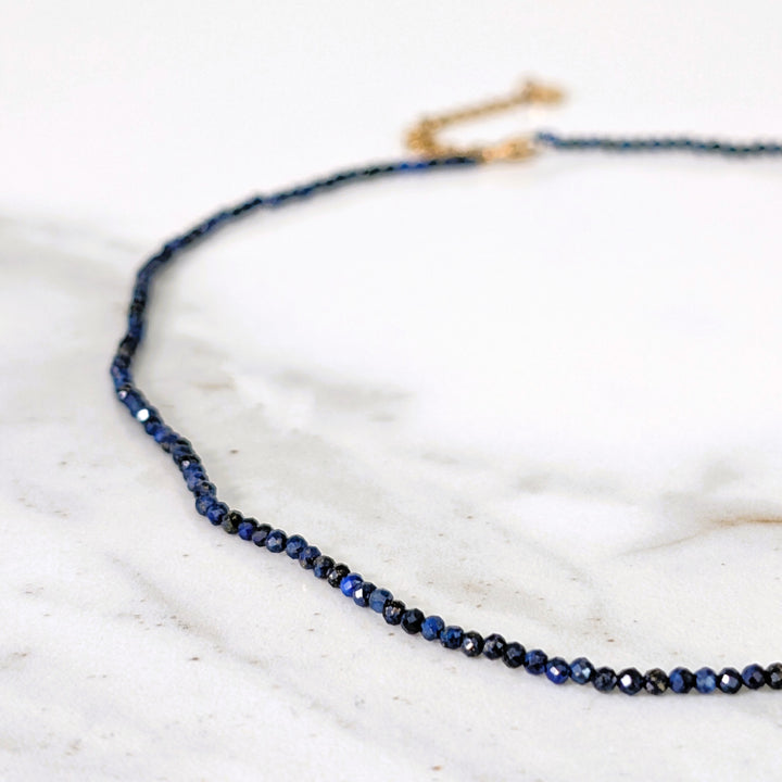 lapis lazuli 2mm faceted bead gemstone necklace
