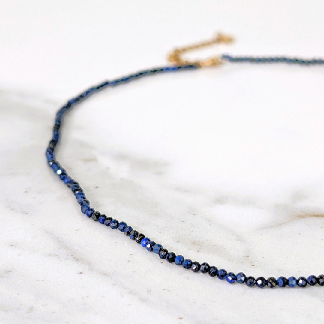 lapis lazuli 2mm skinny gemstone necklace