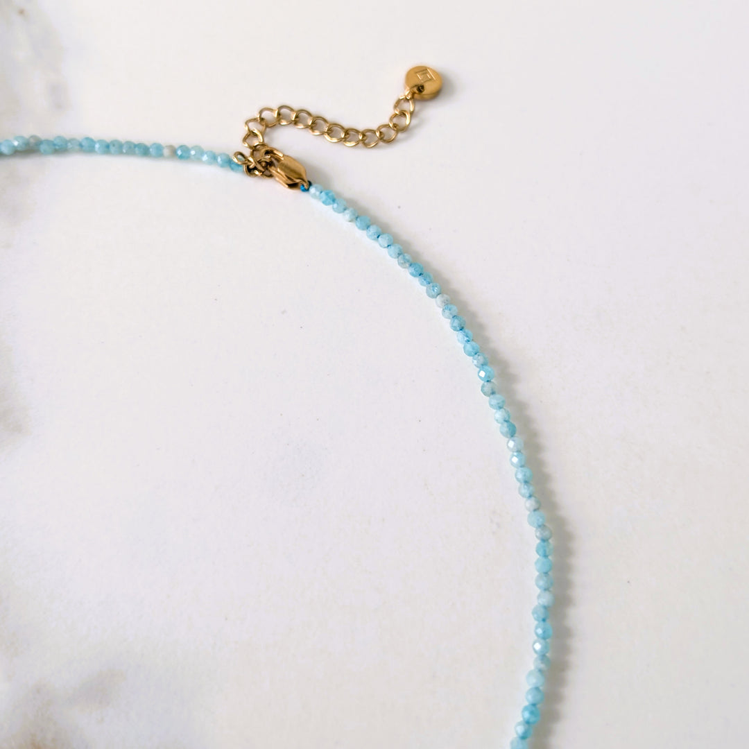 Delicate 2mm faceted bead amazonite gemstone necklace