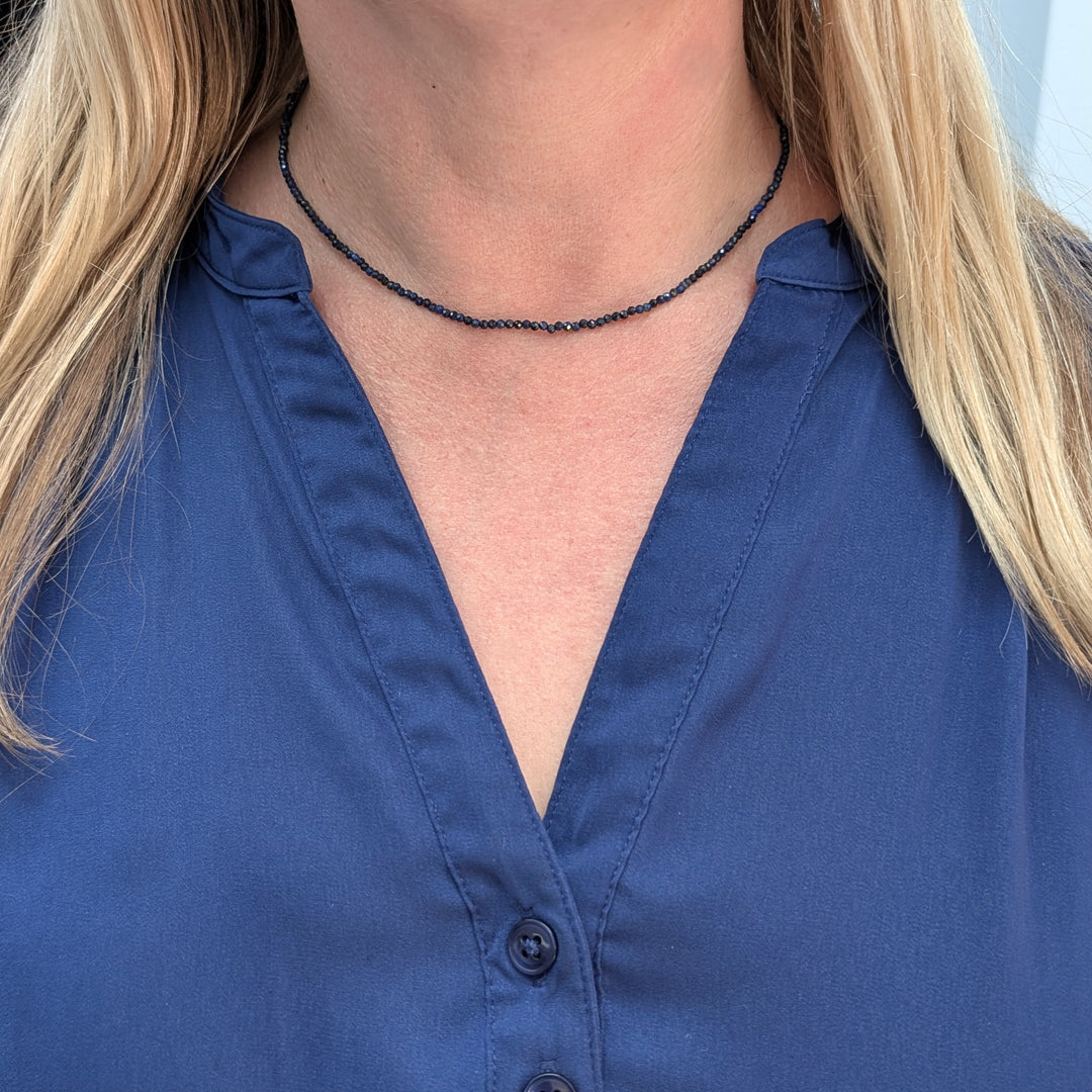 lapis lazuli 2mm faceted bead gemstone necklace