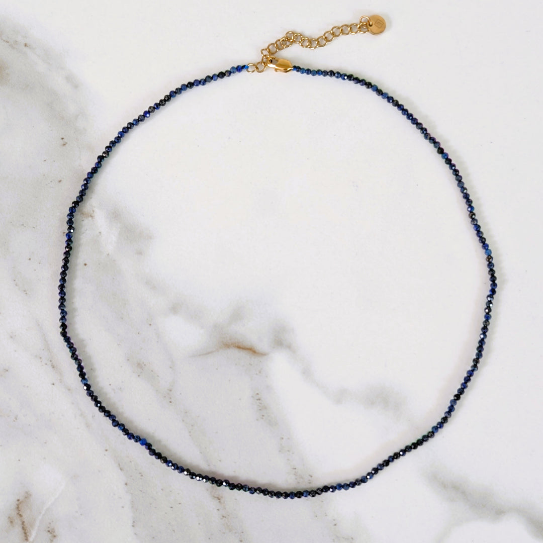 lapis lazuli 2mm faceted bead gemstone necklace