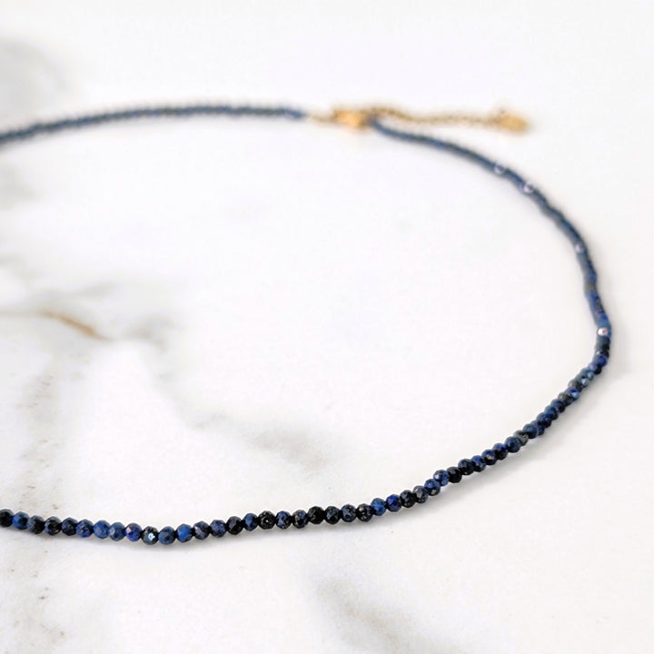 lapis lazuli 2mm faceted bead gemstone necklace