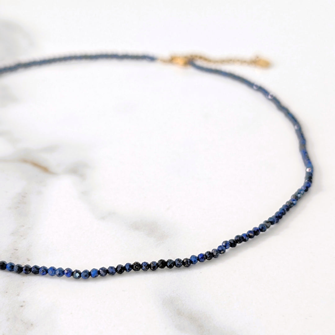 lapis lazuli 2mm skinny gemstone necklace