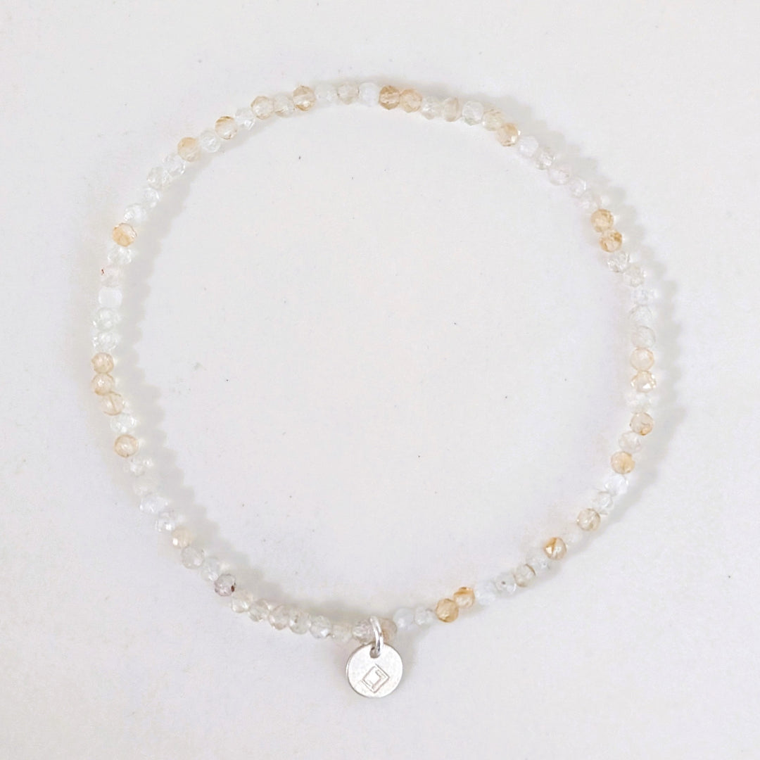 citrine 2mm faceted bead gemstone bracelet 