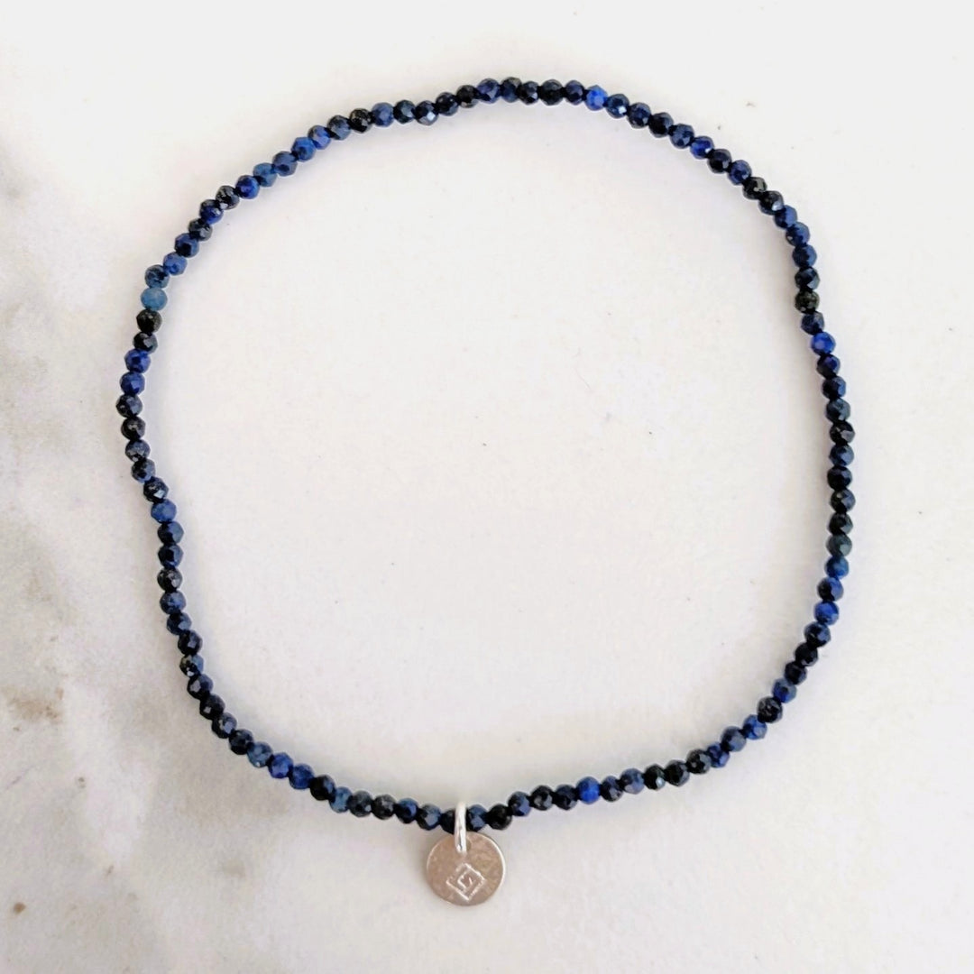 lapis lazuli 2mm faceted bead gemstone bracelet