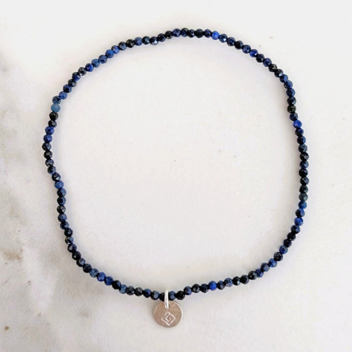 lapis lazuli 2mm faceted bead gemstone bracelet