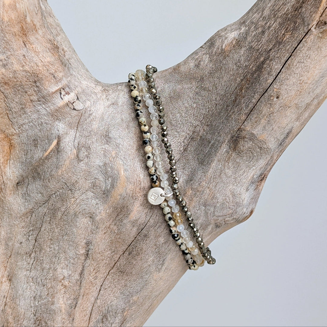 "live your best life" 2mm faceted gemstone beaded bracelet 