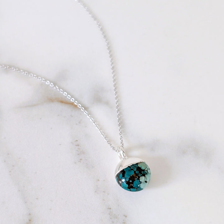 silver turquoise December birthstone necklace 
