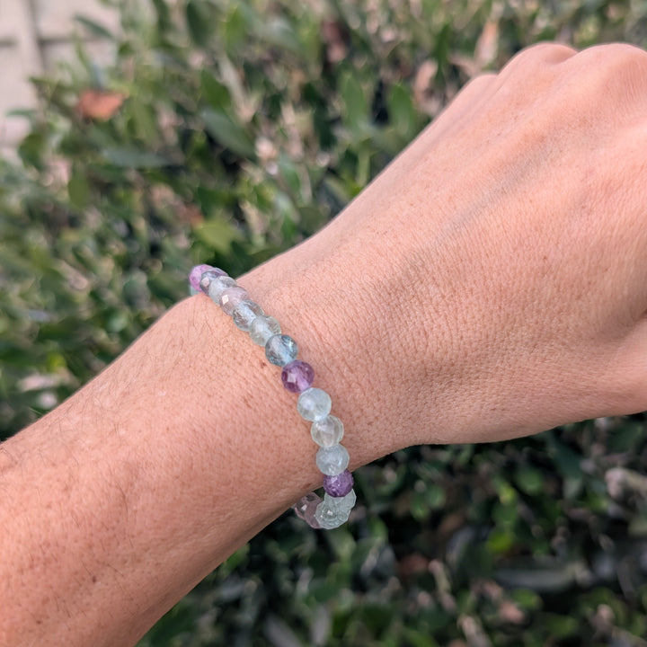 Fluorite Gemstone Bracelet - 6mm Faceted