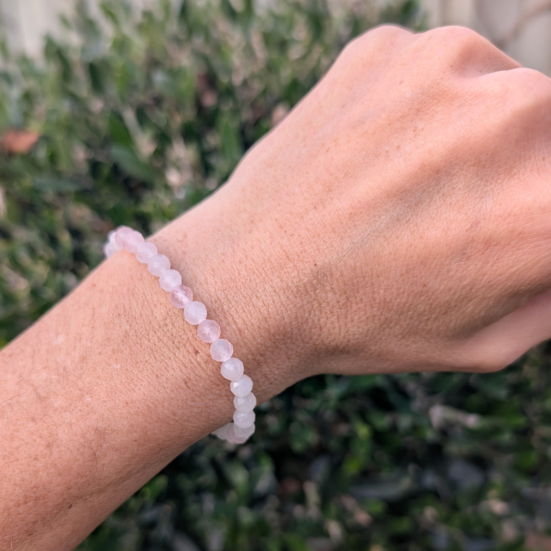 6mm bead rose quartz gemstone bracelet
