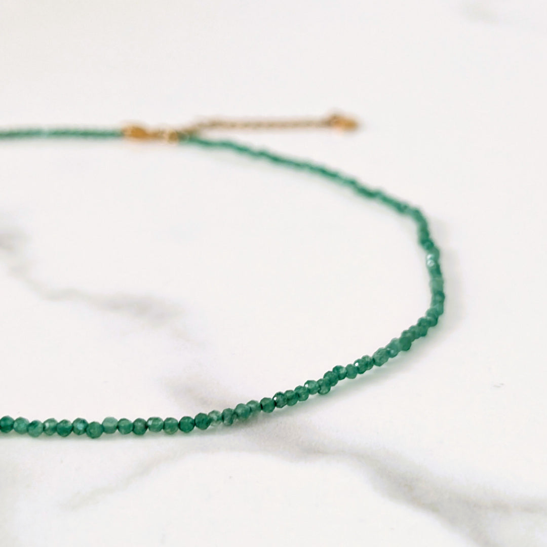 green aventurine 2mm bead gemstone necklace 