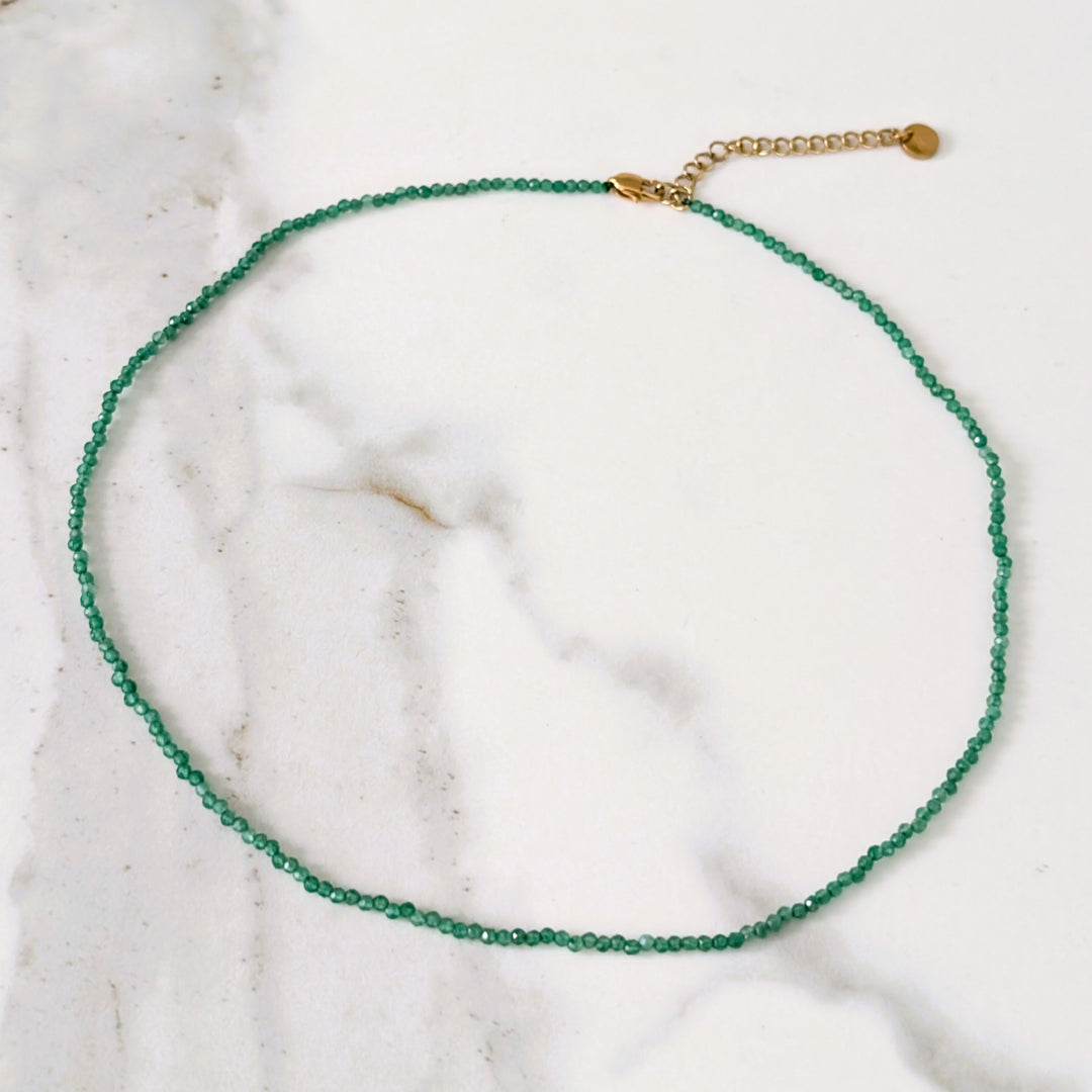 green aventurine 2mm bead gemstone necklace 