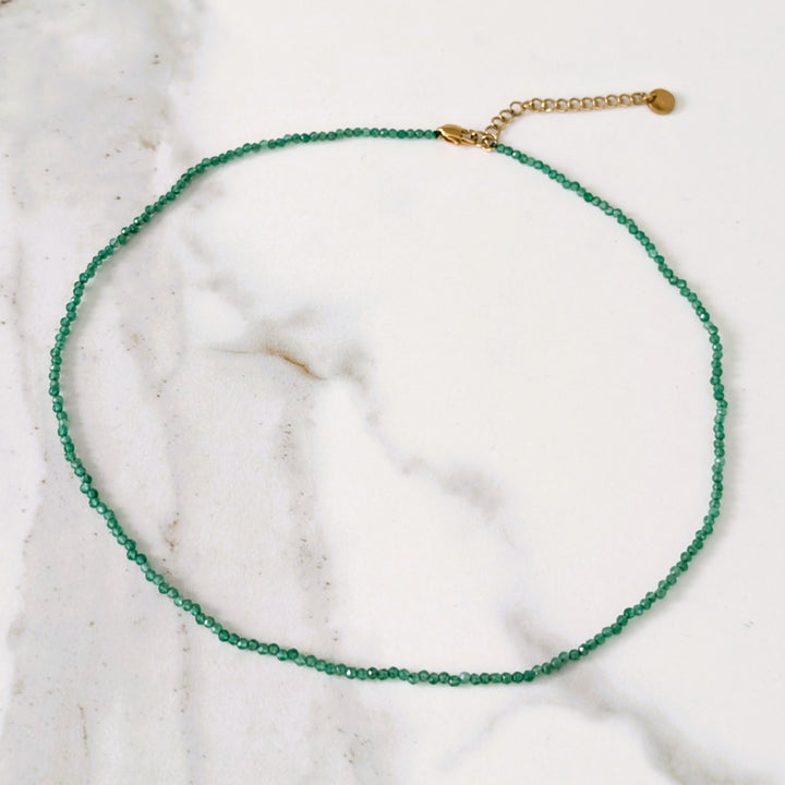 green aventurine 2mm bead gemstone necklace 