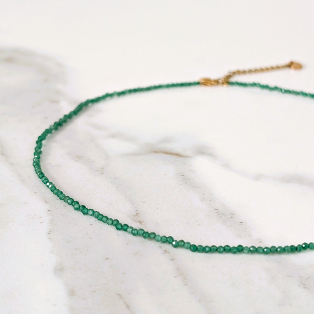 green aventurine 2mm bead gemstone necklace 