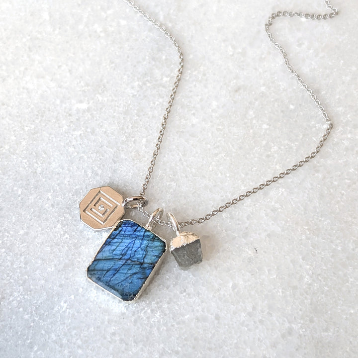 sterling silver labradorite charm pendant necklace 