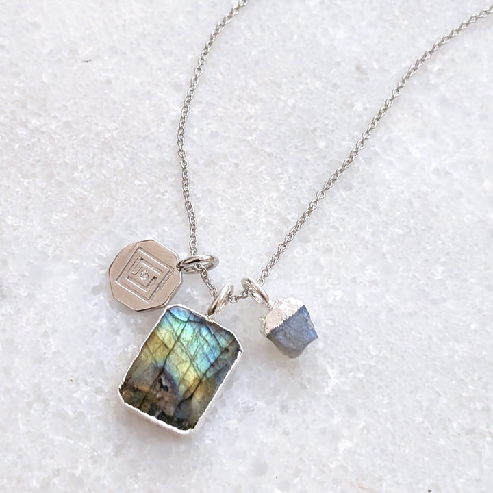 sterling silver labradorite charm pendant necklace 