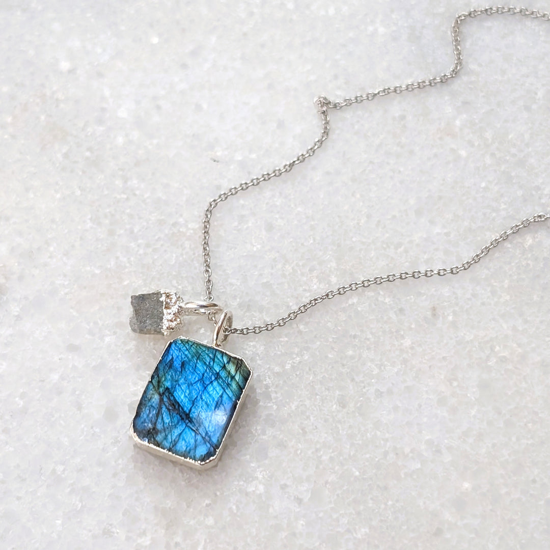 sterling silver labradorite pendant necklace 