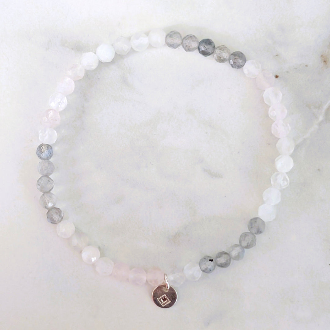 labradorite, moonstone and rose quartz "Celebrate Motherhood" gemstone beaded bracelet 