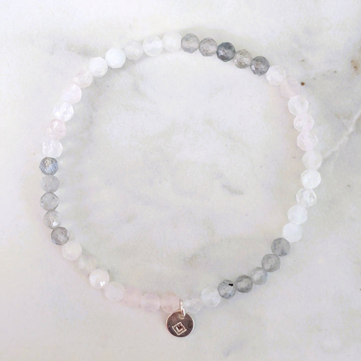 labradorite, moonstone and rose quartz "Celebrate Motherhood" gemstone beaded bracelet 