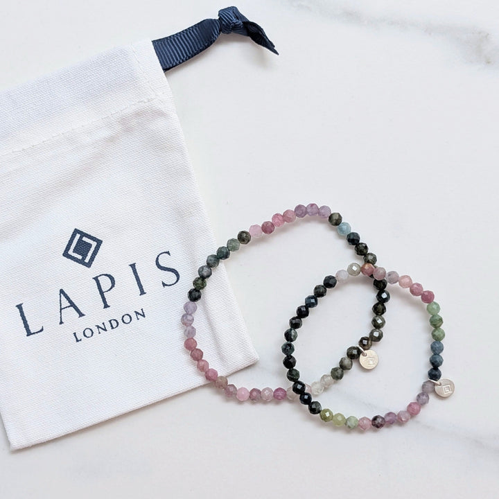 watermelon tourmaline "Mummy and Me" gemstone bracelet set
