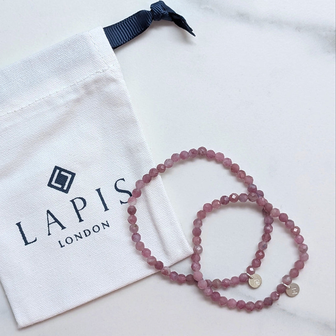pink tourmaline "Mummy and Me" gemstone bracelet set