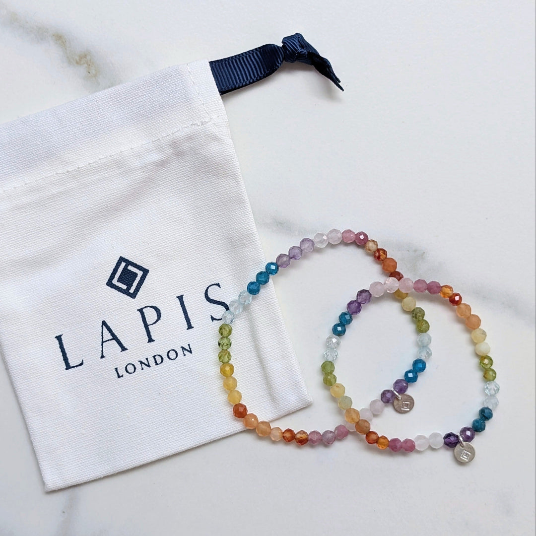 Good Vibes "Mummy and Me" rainbow gemstone bracelet set