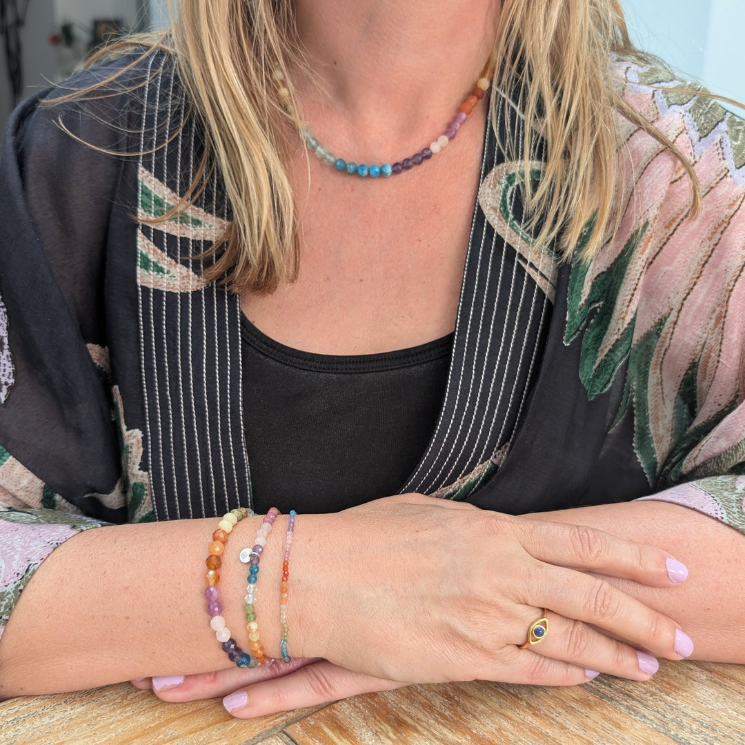 Good Vibes Rainbow Gemstone Beaded Necklace 
