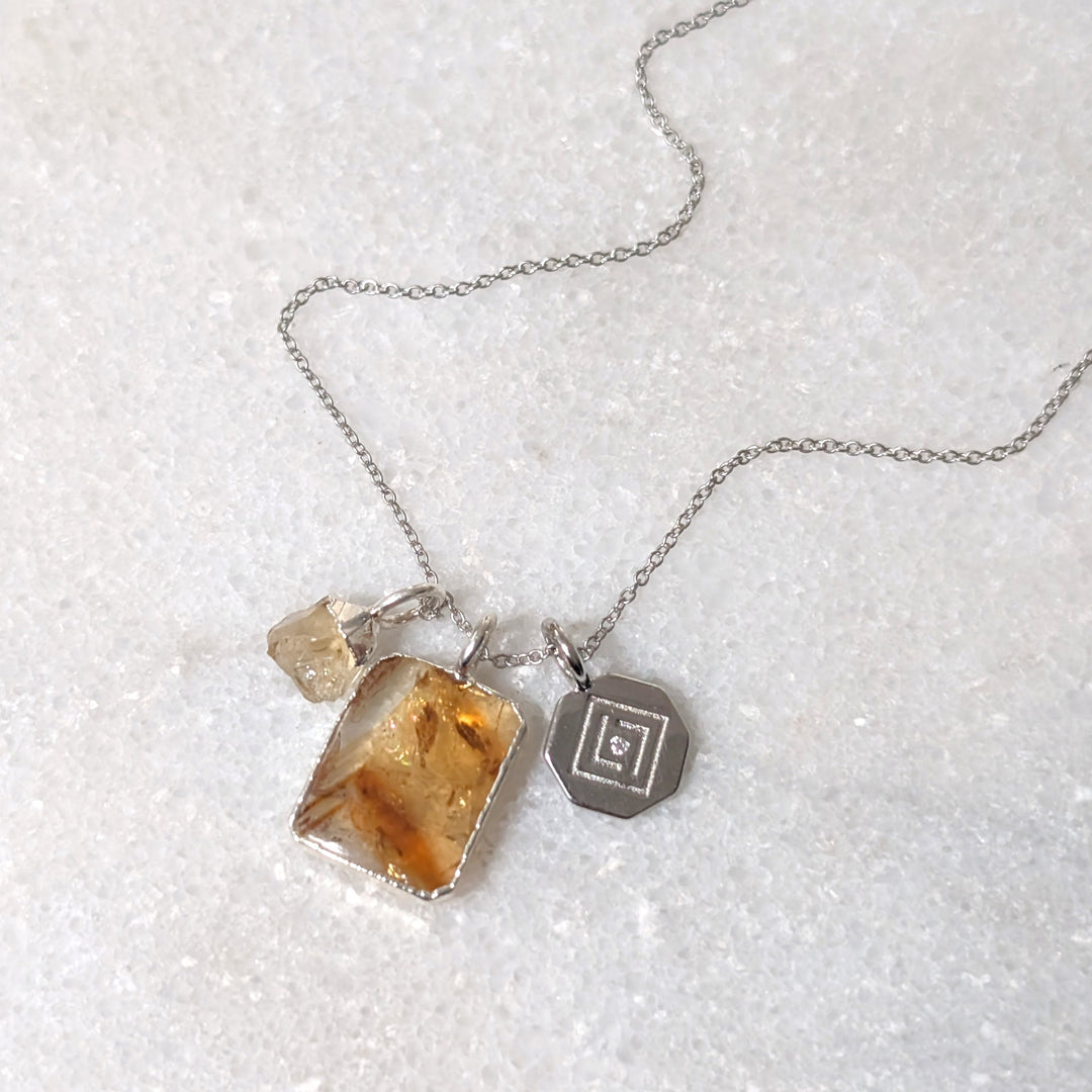 The Trio Citrine and Charm Necklace