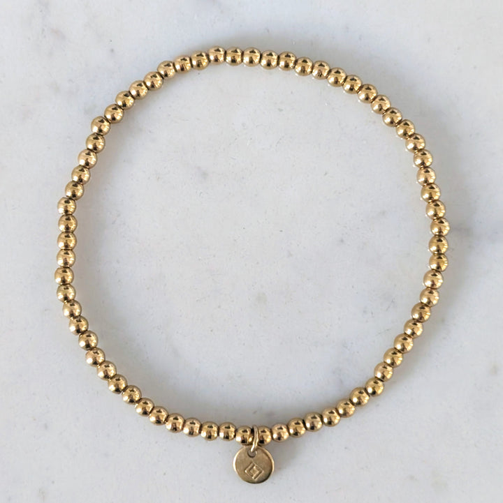 Gold Bead Bracelet - 3mm Smooth