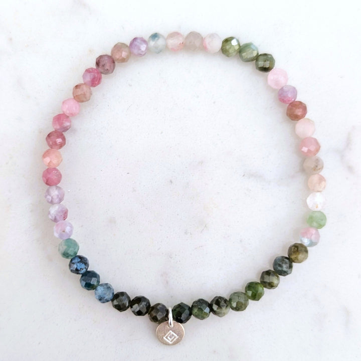Watermelon Tourmaline Gemstone Bracelet - 4mm Faceted