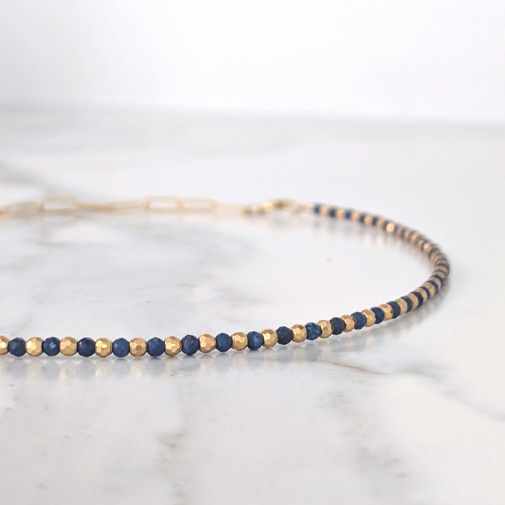 gold lapis lazuli and paperclip chain necklace 