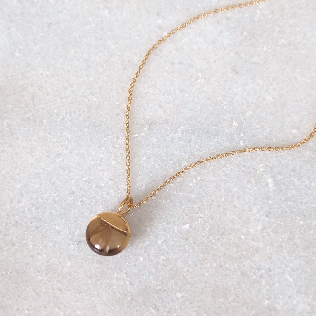 gold citrine November birthstone necklace