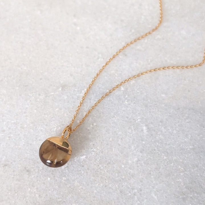 gold citrine November birthstone necklace