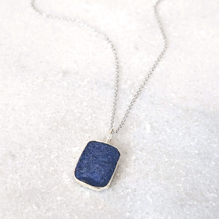 sterling silver lapis lazuli rectangular pendant necklace 