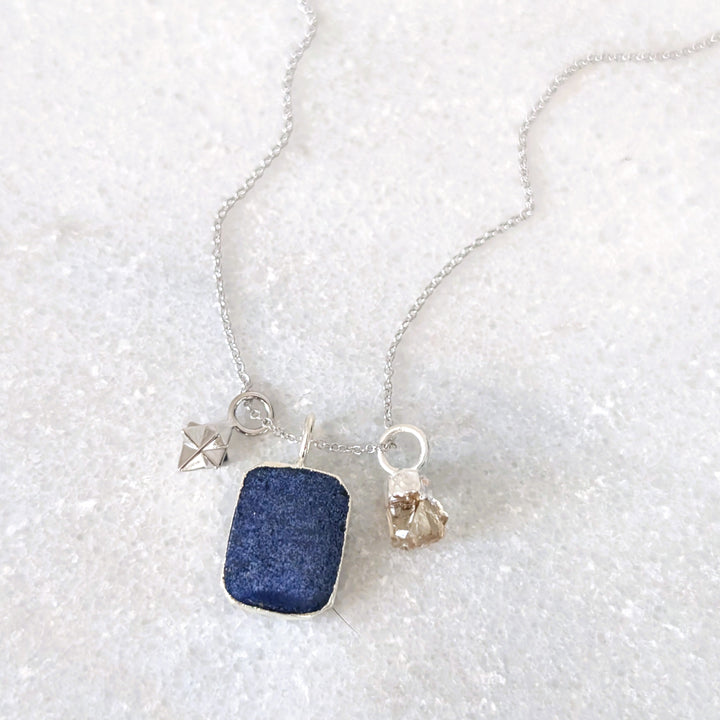 sterling silver lapis lazuli and citrine pendant necklace
