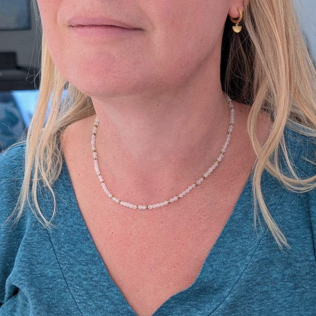 moonstone gemstone and gold bead necklace