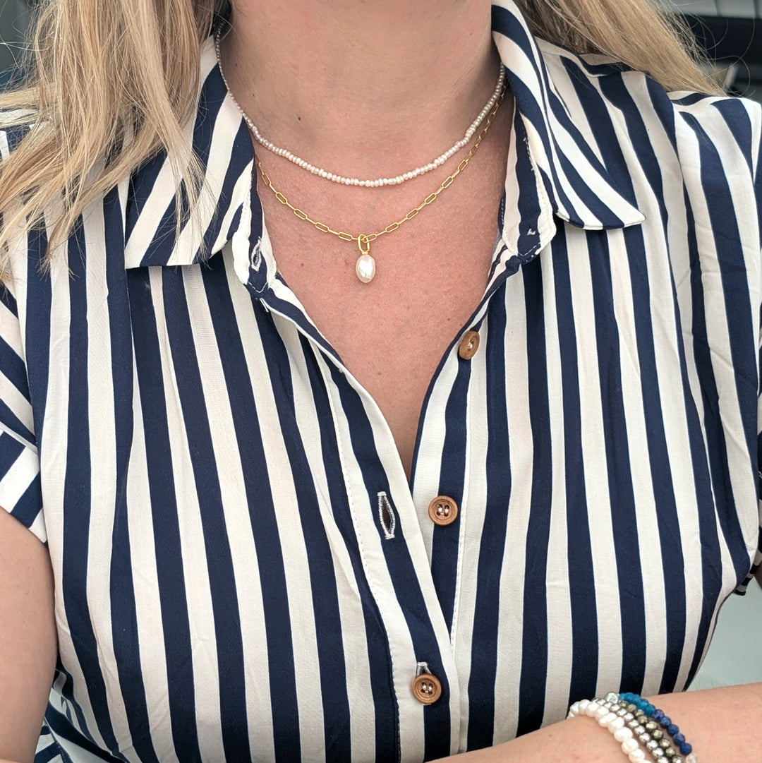 pearl skinny bead necklace