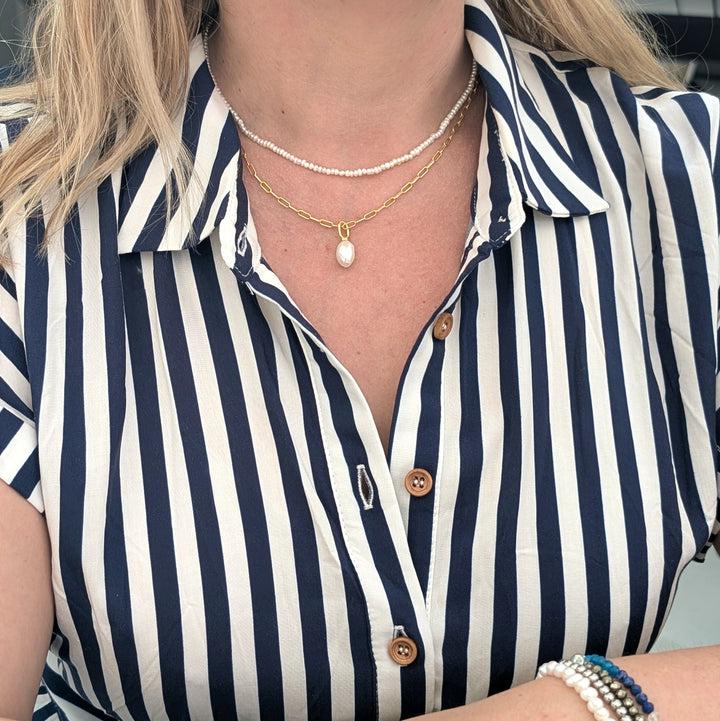 pearl skinny bead necklace