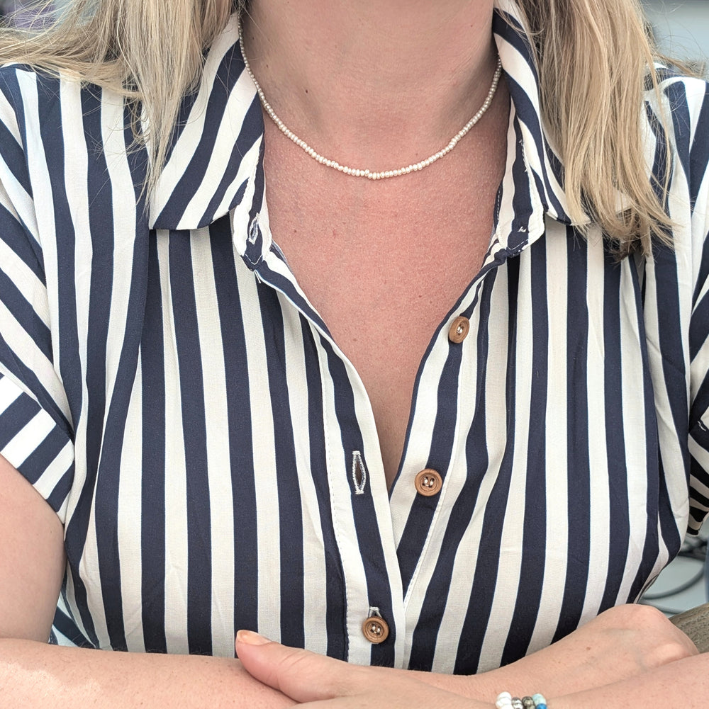 pearl skinny bead necklace