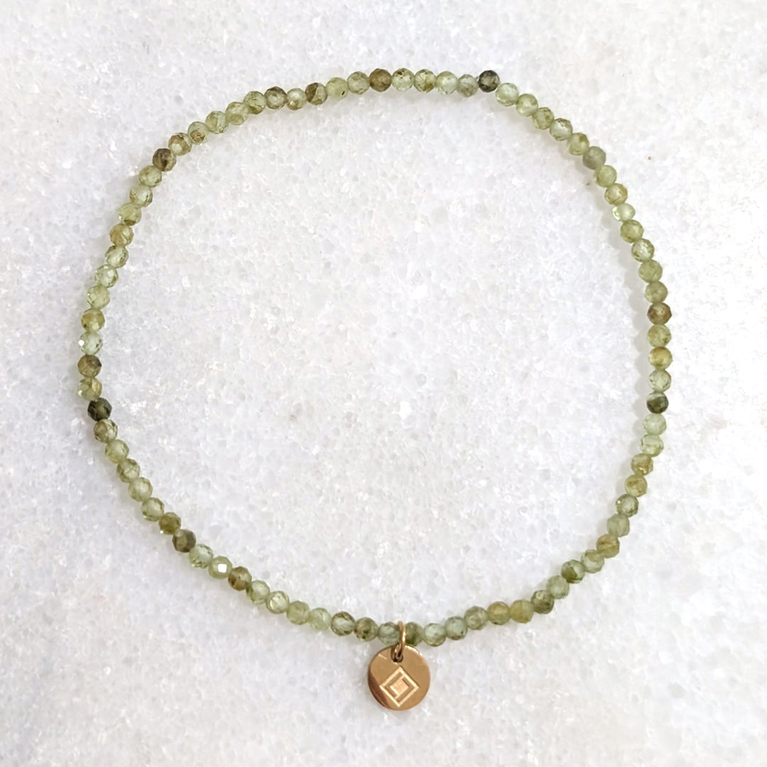 skinny peridot gemstone bracelet 