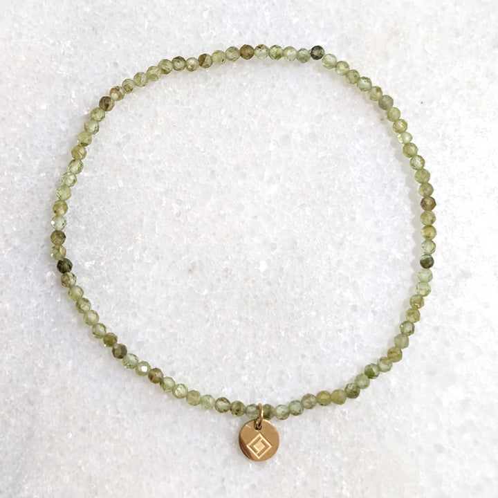 skinny peridot gemstone bracelet 