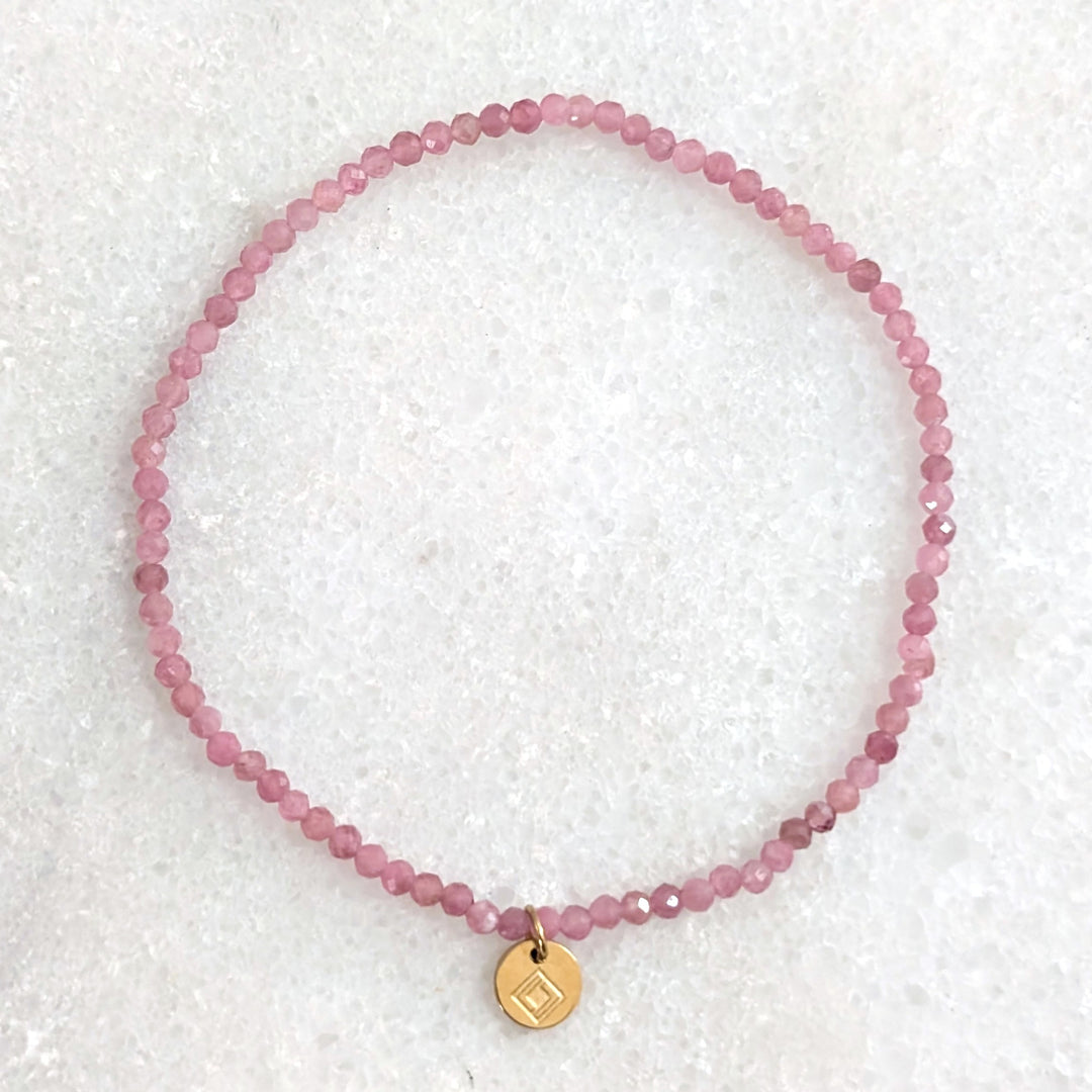 pink tourmaline skinny gemstone bracelet