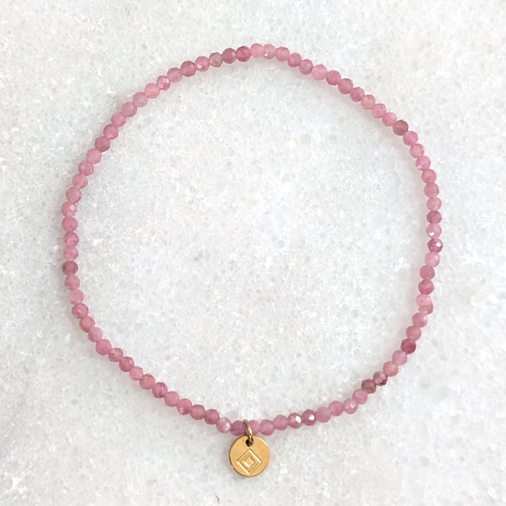 pink tourmaline skinny gemstone bracelet