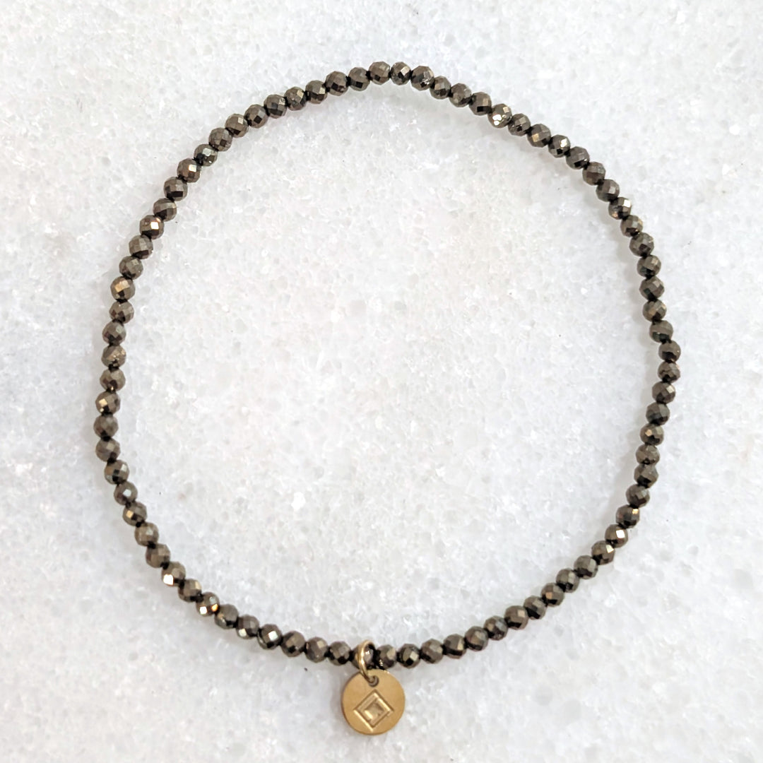skinny pyrite gemstone bracelet