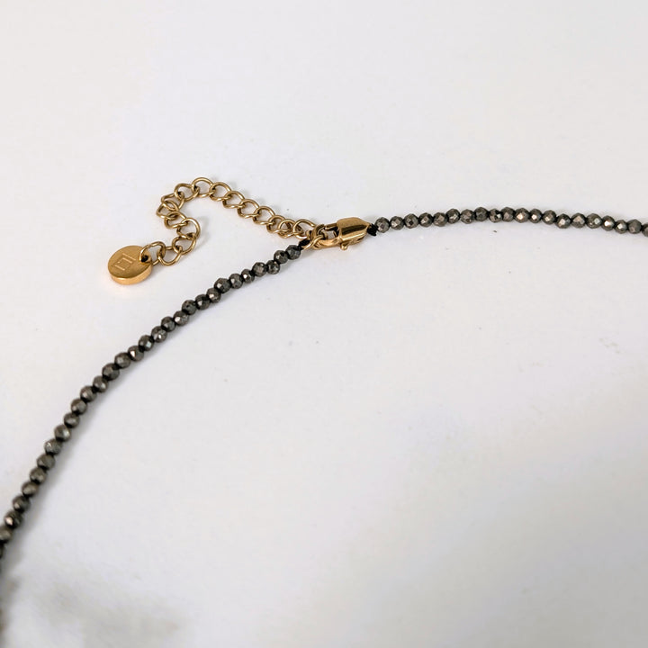 Pyrite gemstone bracelet with 2mm faceted beads 