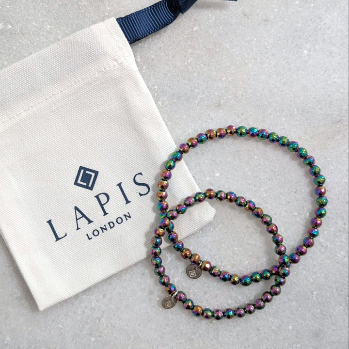 rainbow hematite mummy and me gemstone bracelet set