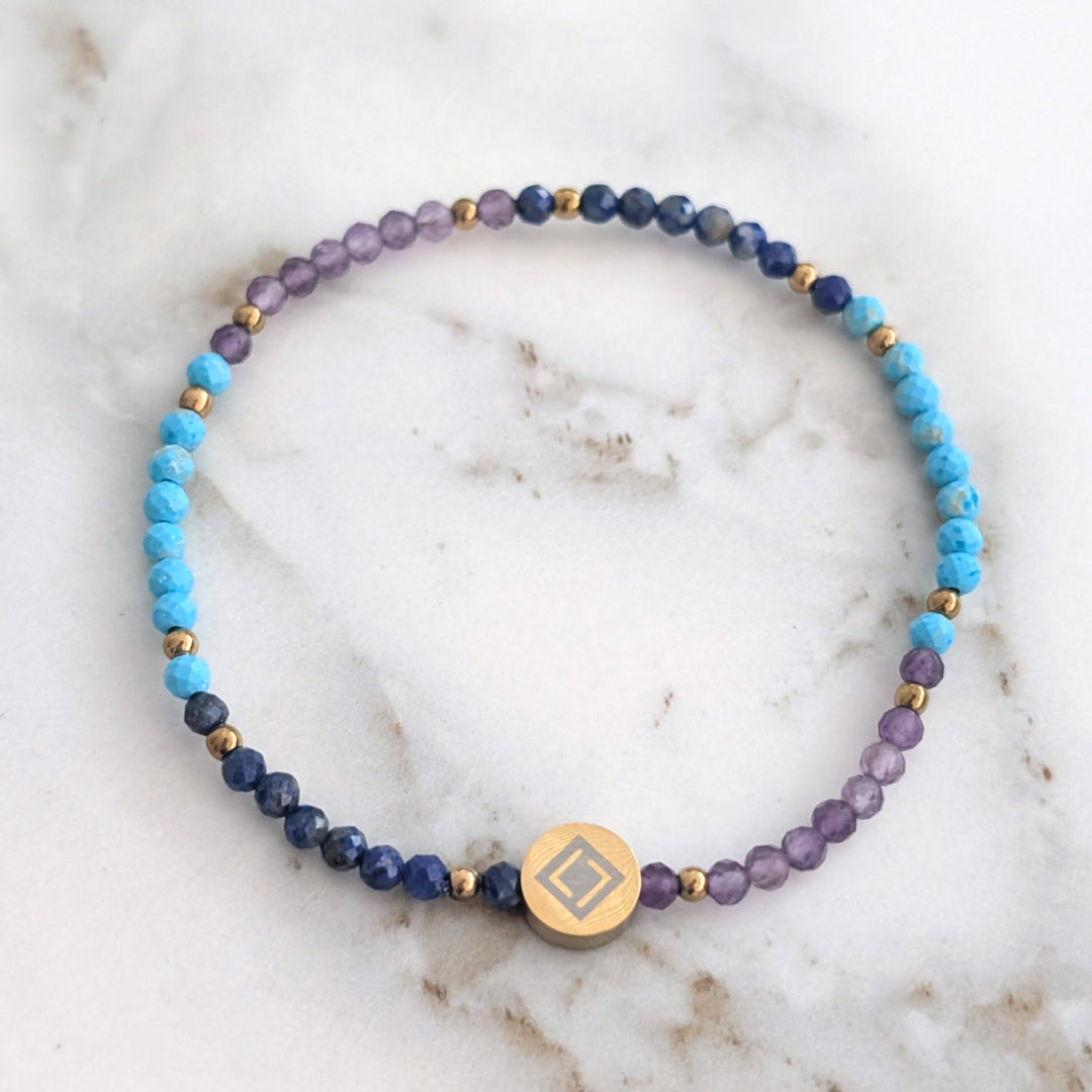 Amethyst, Turquoise and Lapis Lazuli Sagittarius Zodiac Gemstone Bracelet 