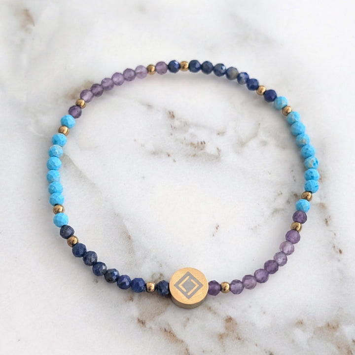 Amethyst, Turquoise and Lapis Lazuli Sagittarius Zodiac Gemstone Bracelet 