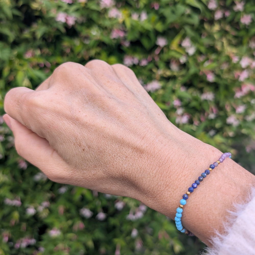 Amethyst, Turquoise and Lapis Lazuli Sagittarius Zodiac Gemstone Bracelet 