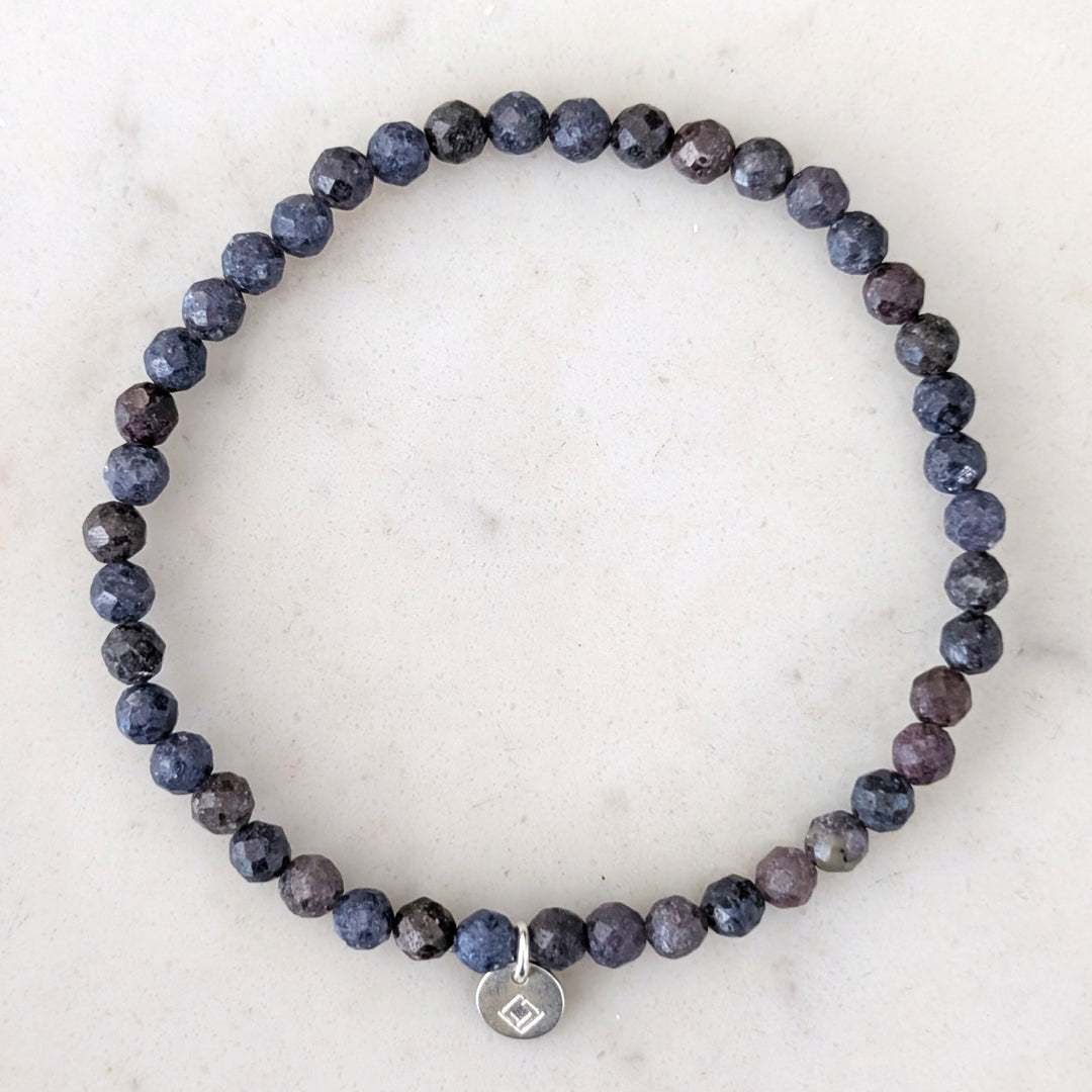 sapphire 4mm faceted bead gemstone bracelet